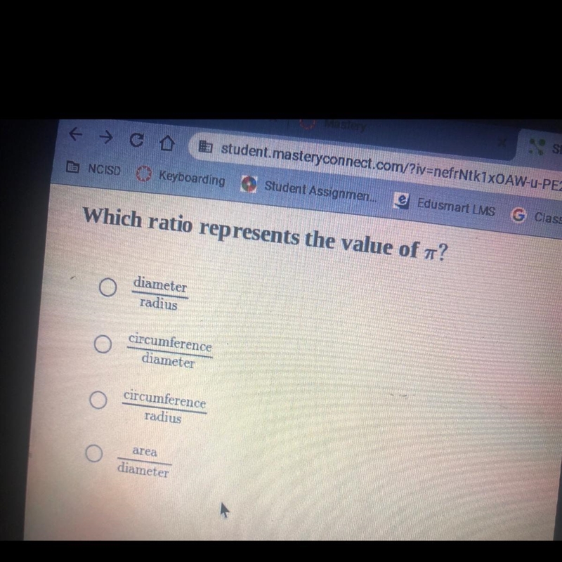 Which ratio represents the value of pi-example-1