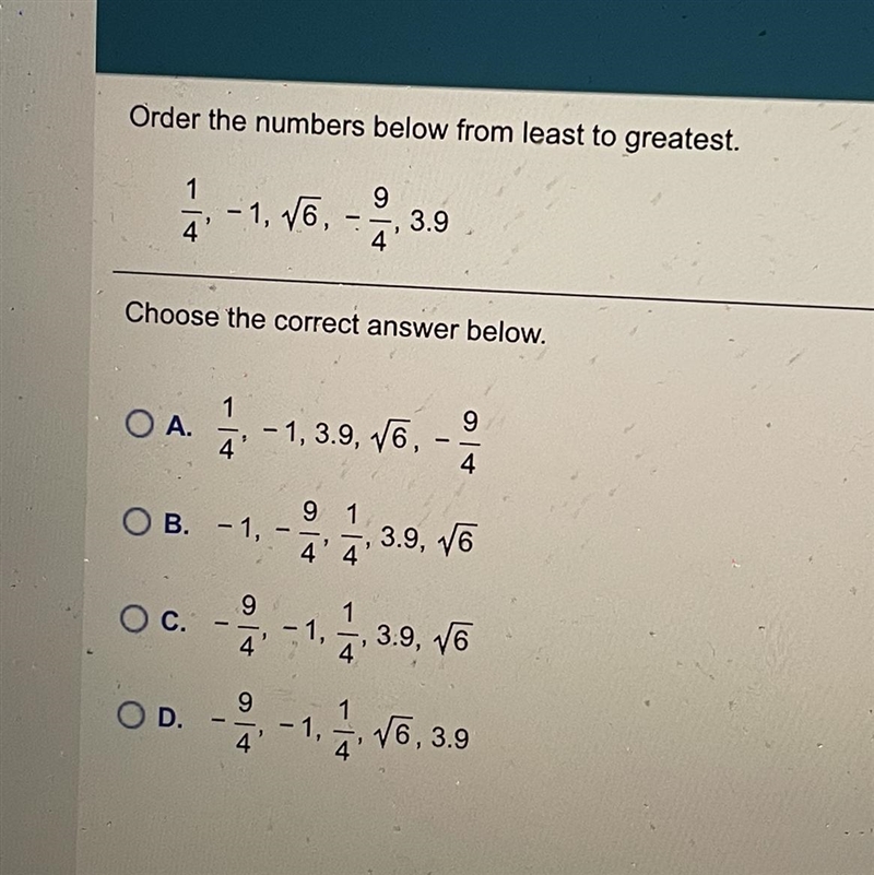 Order the numbers below from least to greatest.-example-1