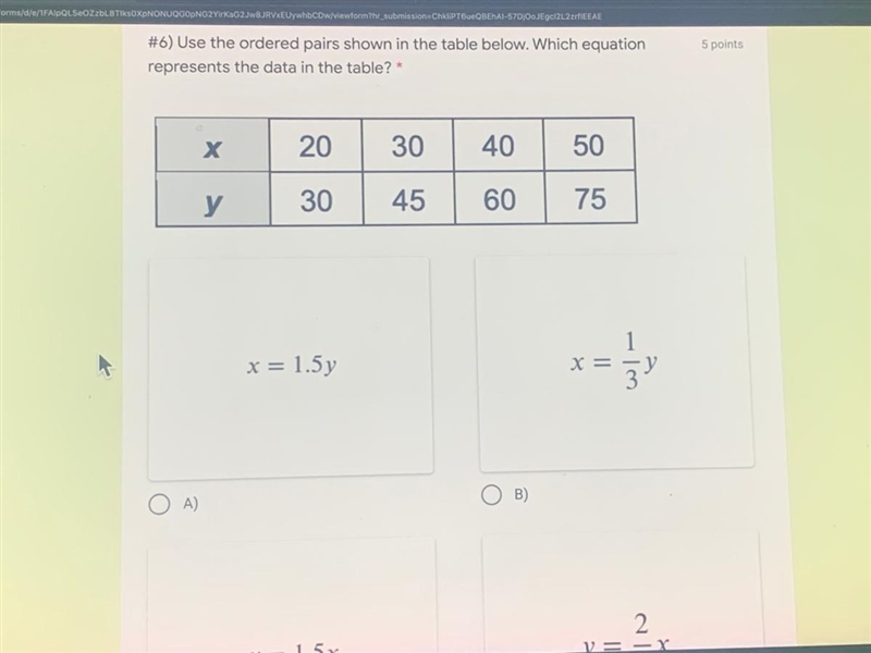 For C it's y= 1.5x and D is y=2/3x-example-1