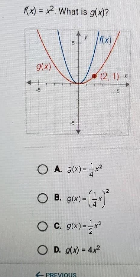 F(x) = x2. What is g(x)? ​-example-1