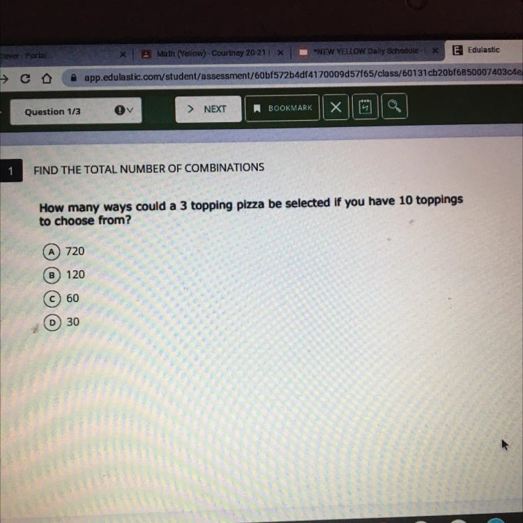 FIND THE TOTAL NUMBER OF COMBINATIONS How many ways could a 3 topping pizza be selected-example-1