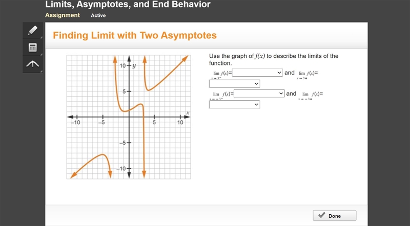 PLEASE HELP!!! On a coordinate plane, a curve approaches x = negative 3, has inflection-example-1