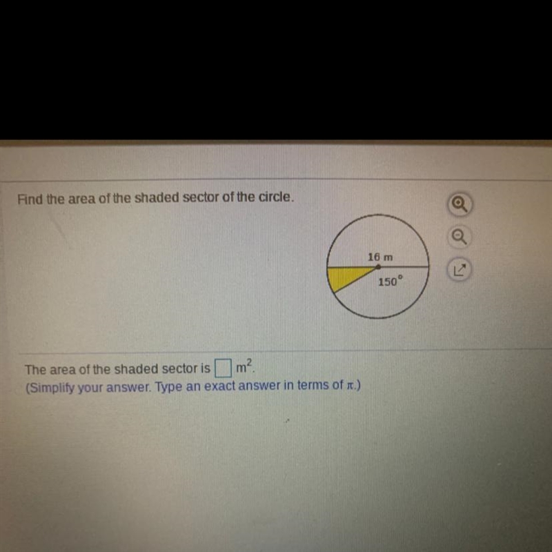 Find the area of the shaded sector of the circle.-example-1