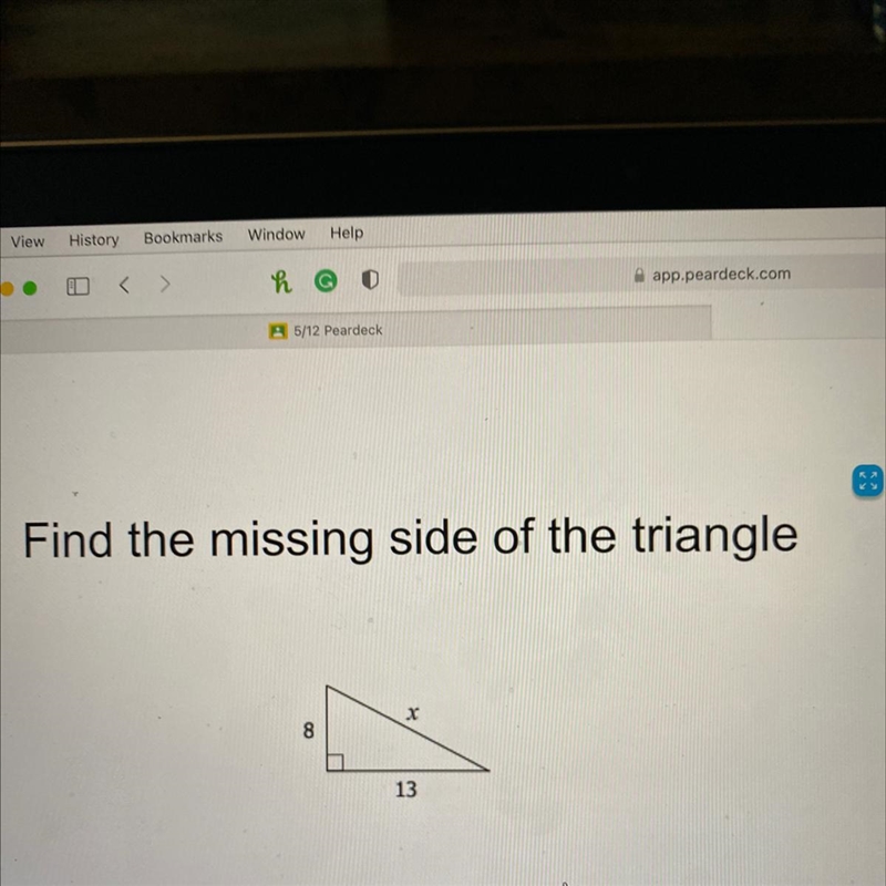 Find the missing side of the triangle-example-1