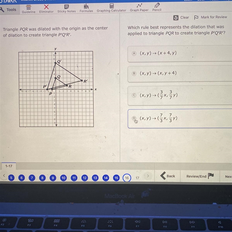 5 Clear Mark for Review L Triangle PQR was dilated with the origin as the center of-example-1