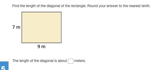 Find the length of the diagonal of the rectangle. Round your answer to the nearest-example-1