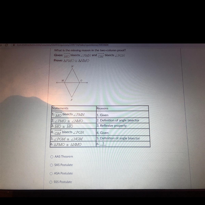 What is the missing reason in the two calumn proof-example-1