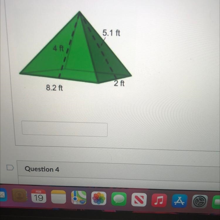 Find the surface area of the figure shown. The surface area of the figure is 5.1 ft-example-1