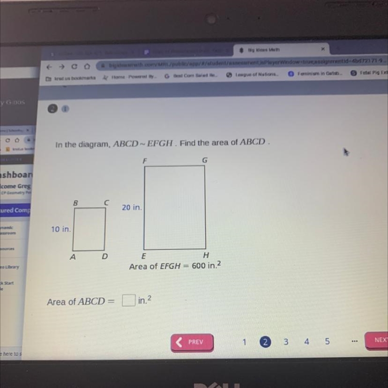 In the diagram, ABCD ~ EFGH . Find the area of ABCD.-example-1