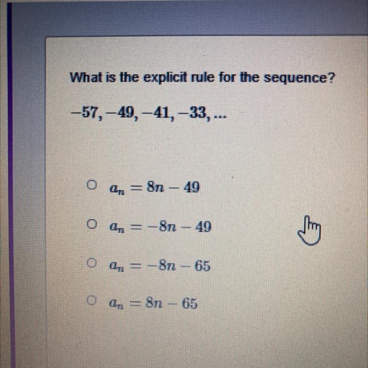 What is the explicit tule for this sequence?-example-1