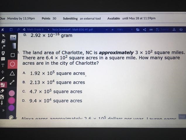 . The land area of Charlotte, NC is approximately 3 x 102 square miles. There are-example-1