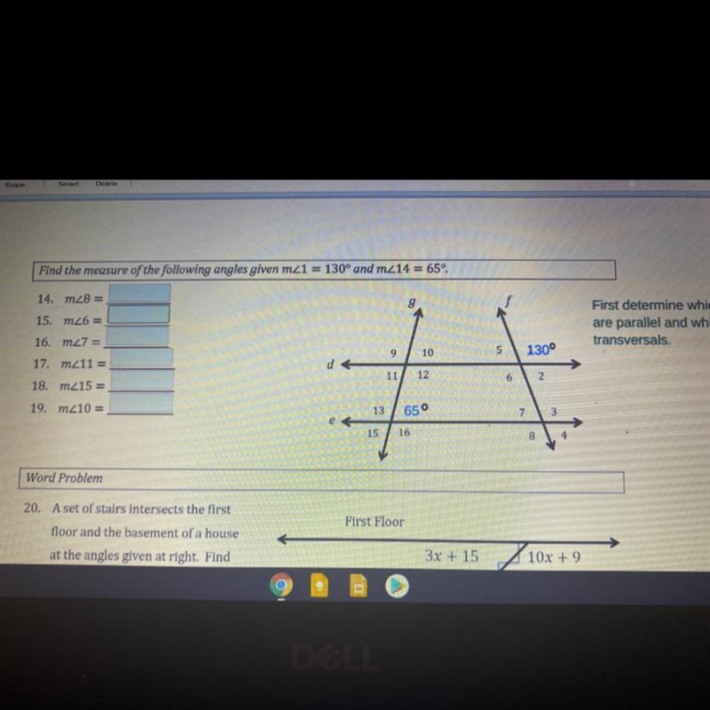 Find the measure of the following angles given-example-1