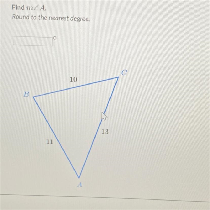 Find mZA. Round to the nearest degree. 10 10 B 13 11-example-1