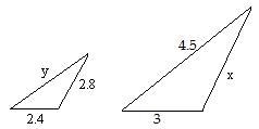 Find the length of x . Assume the triangles are similar.-example-1