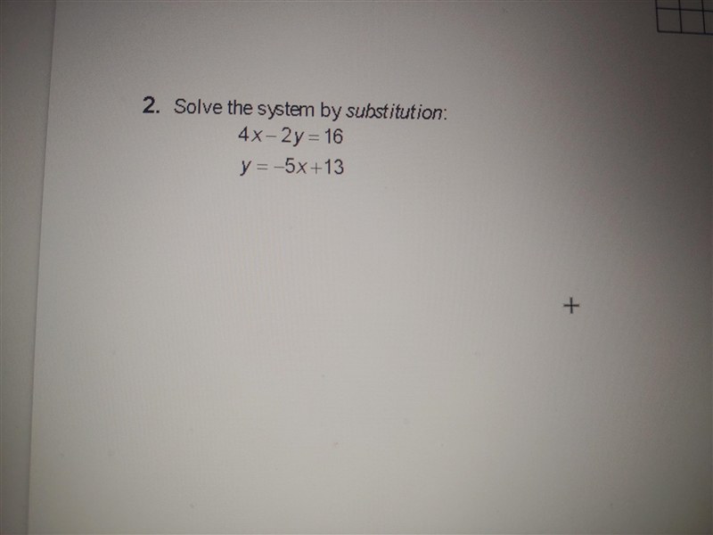 Solve the system by substitution-example-1