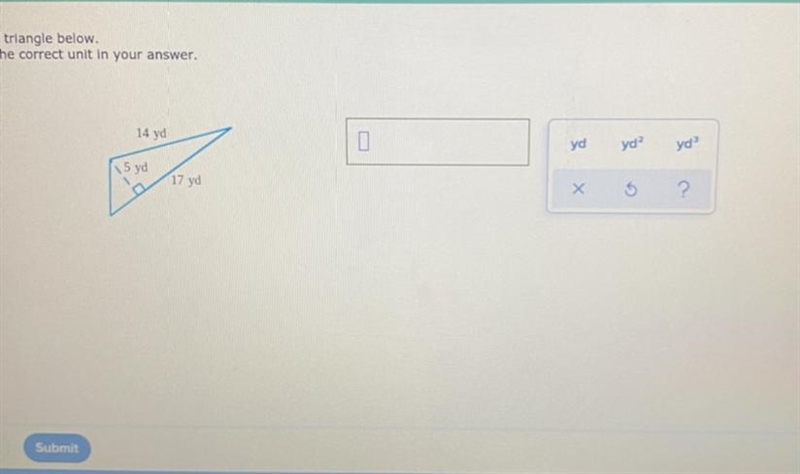 Find the area of the triangle below. Be sure to include he correct unit answer. PLEASE-example-1