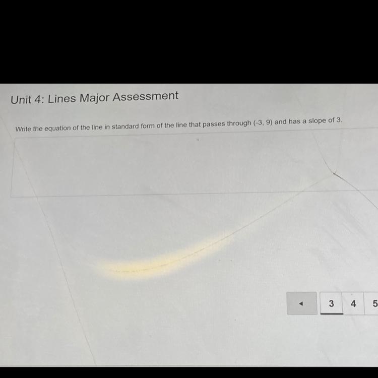 Write the equation of the line in standard form of the line that passes through (-3, 9) and-example-1