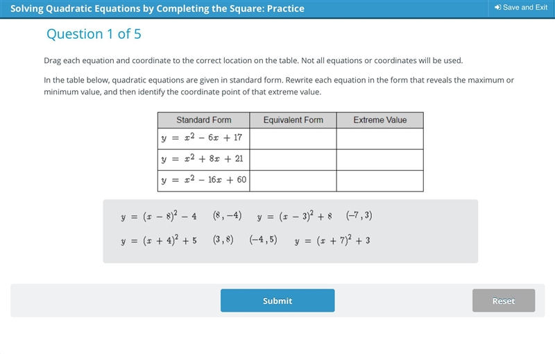 Drag each equation and coordinate to the correct location on the table. Not all equations-example-1