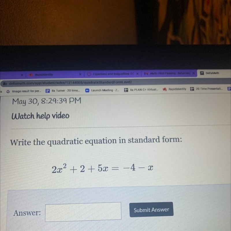 Help !! Write the quadratic equation in standard form-example-1