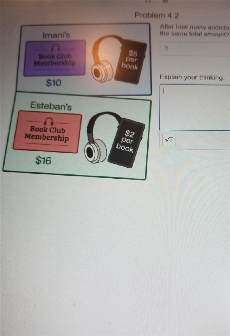 After how many audio books will both book clubs cost the same amount.​-example-1