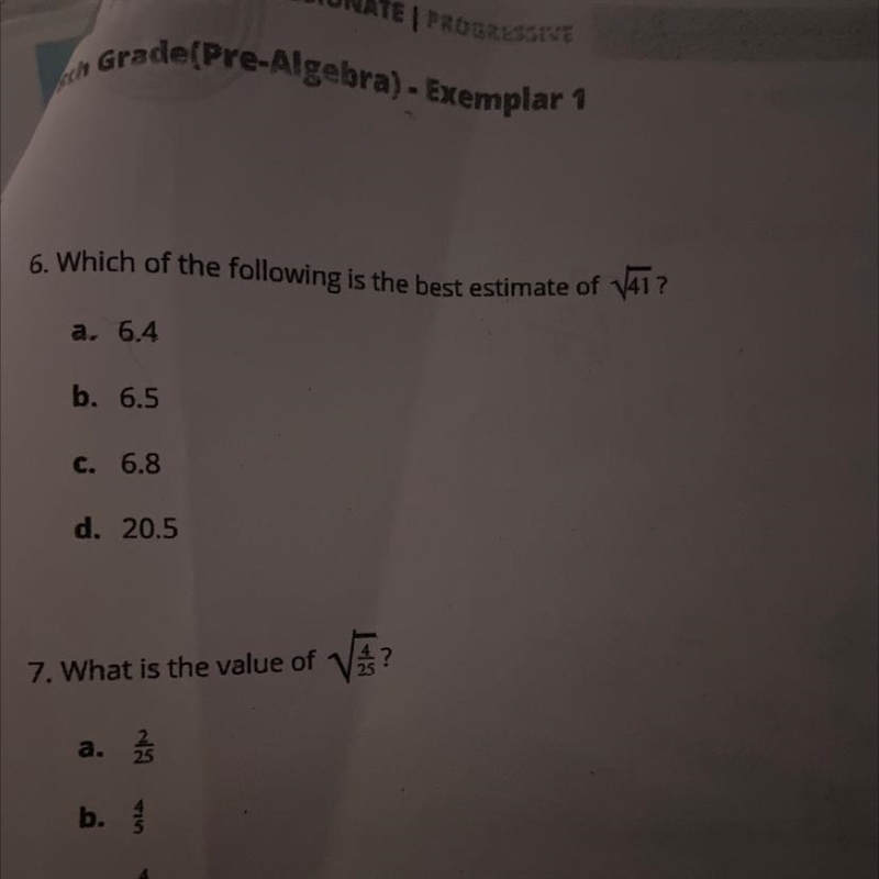 Number 6?? which of the following is the best estimate-example-1