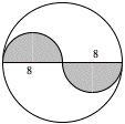 Two semicircles are drawn inside of a circle with radius 8 inches as shown below. Find-example-1