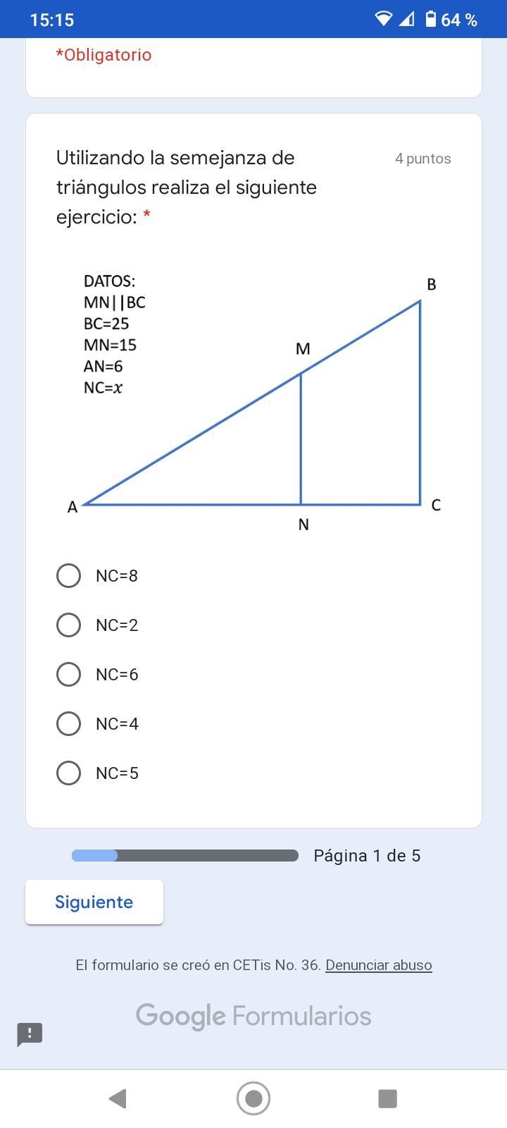 Utilizando la semejanza de triángulos realiza el siguiente ejercicio:-example-1