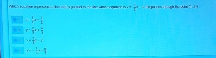 which equation represents a line that is parallel to the line whose equation is y-example-1