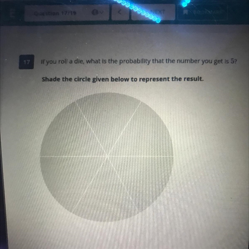 If you roll a die, what is the probability that the number you get is 5? Shade the-example-1