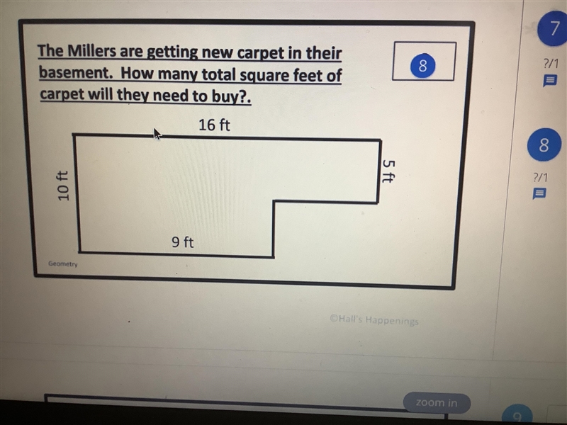 The Millers are getting new carpet in their basement. How many total square feet of-example-1