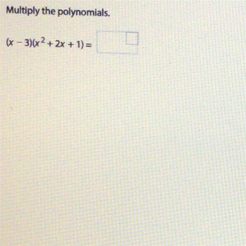 Multiply the polynomials. (x-3)(x^2+2x+1)-example-1