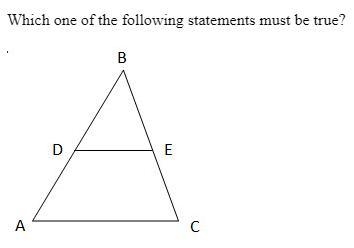 Given d is the midpoint of ab, e is the midpoint of bc, and ac = 24 units. which of-example-1