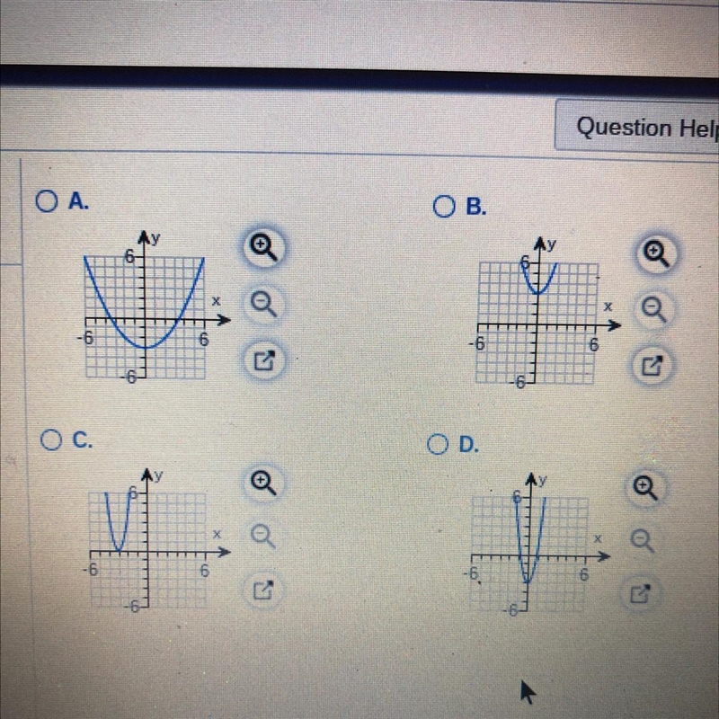 Graph the function. y=4x2 - 3 Choose the correct graph on the right-example-1