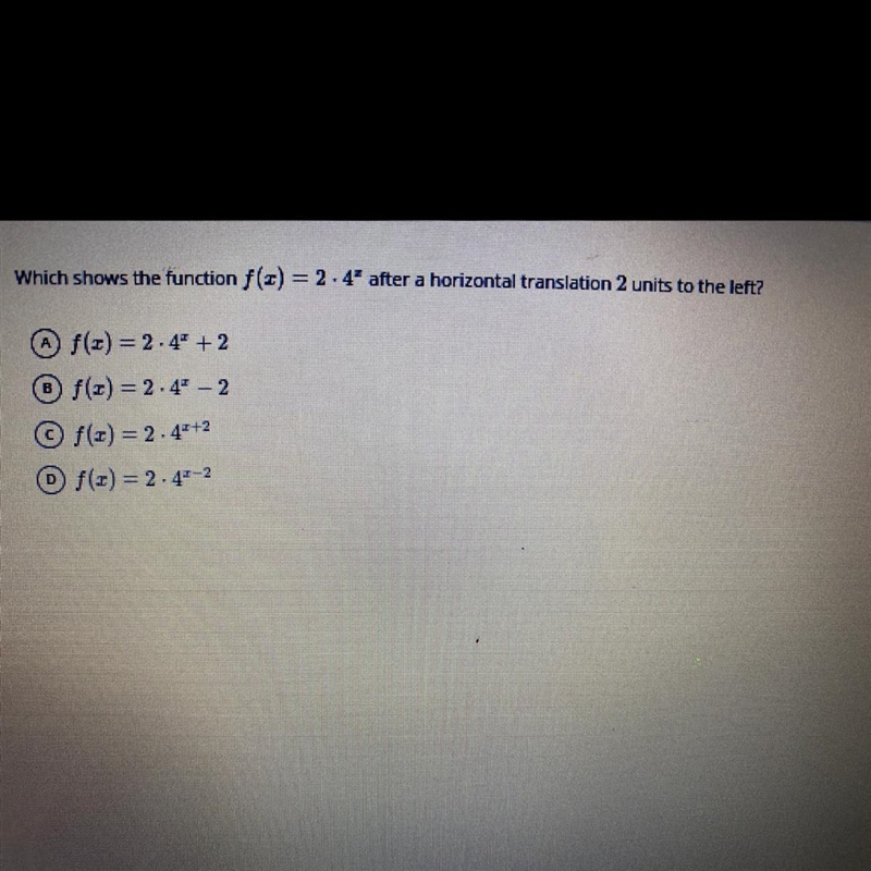 Which shows the function f(2)= 2.4 after a horizontal translation 2 units to the left-example-1