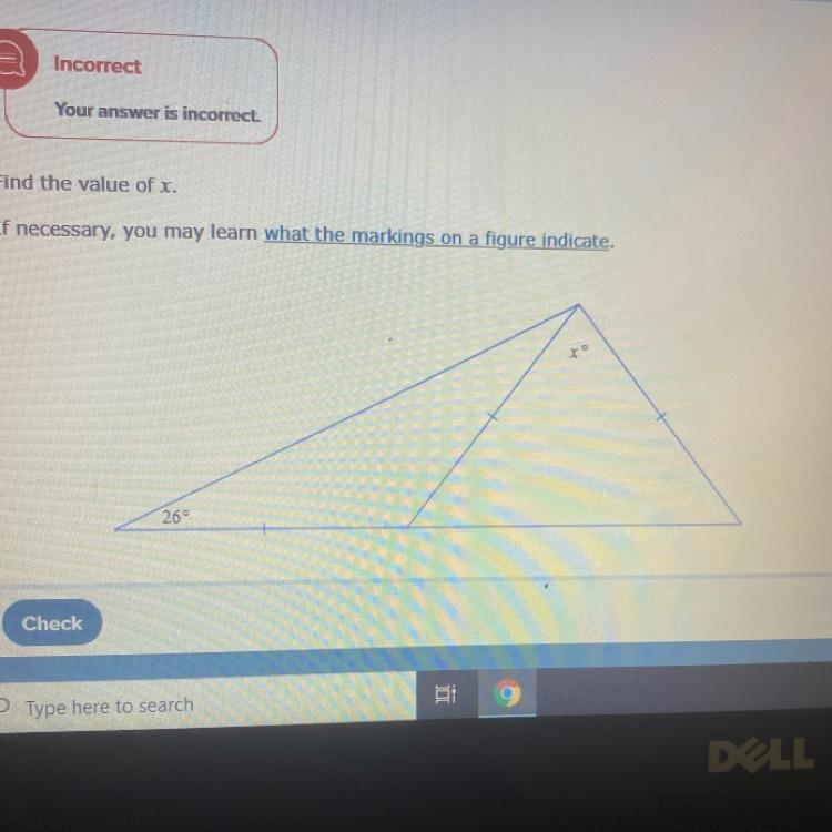 Find the value of x if necessary you may learn what the marking on a figure indicate-example-1