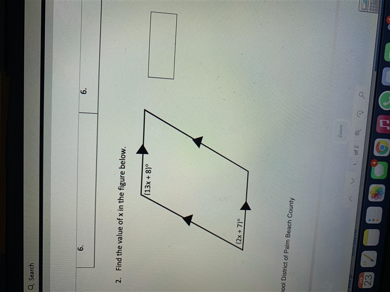 Find the value of x in the figure below 13x+8 2x+7-example-1