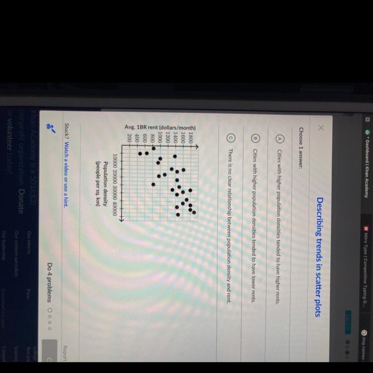 HELP HELP HELP!! Describing trends in scatter plots The graph below shows the relationship-example-1