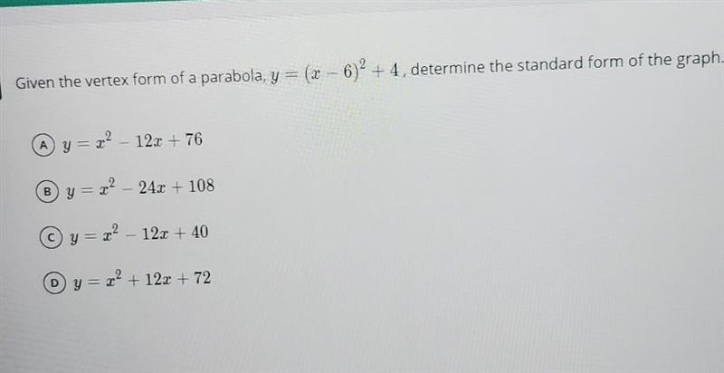 Given the vertex form of a parabola​-example-1