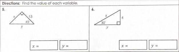 There's 2 questions here that need to be answered. Find the value of each variable-example-1