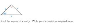 Find the values of x and y write your answers in simplest form.-example-1