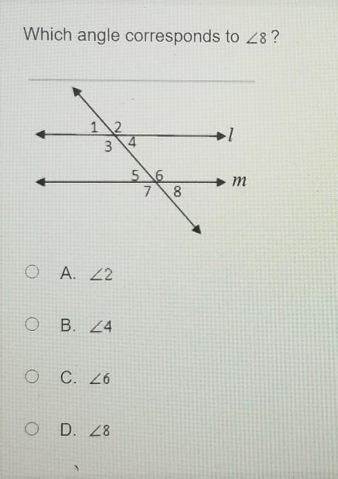 Which angle corresponds to < 8?​-example-1