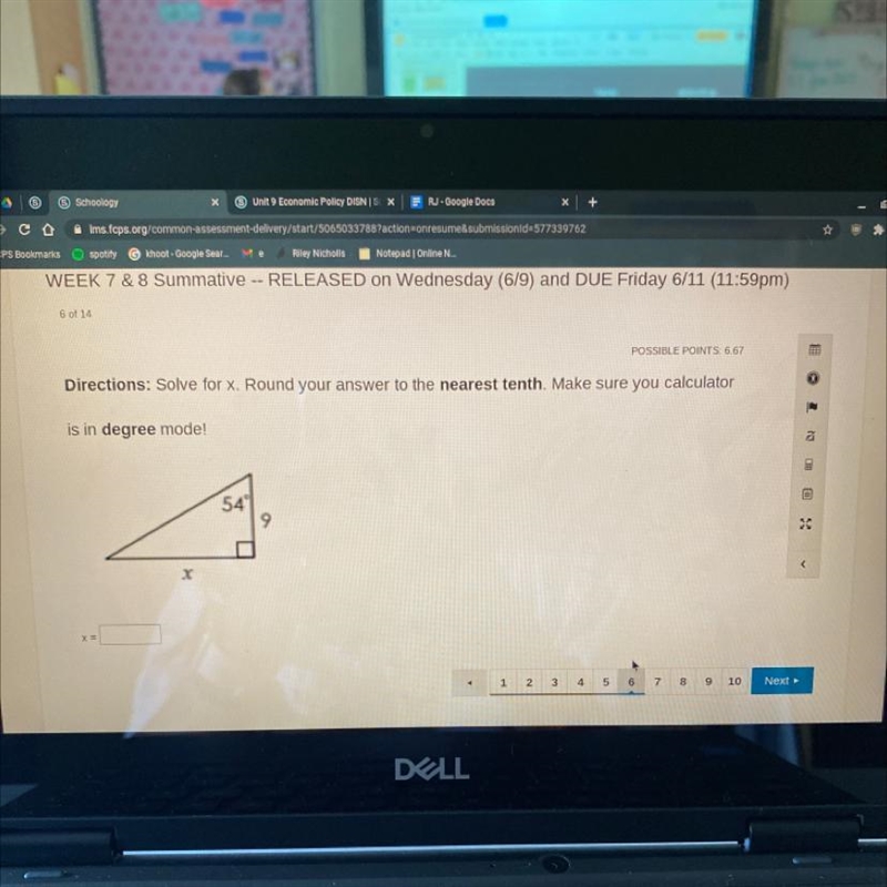 Directions: Solve for x. Round your answer to the nearest tenth. Make sure you calculator-example-1