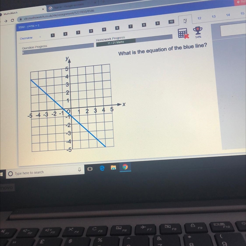 What is the equation of the blue line-example-1