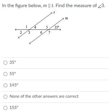 In the figure below, m || t. Find the measure of <3.-example-1