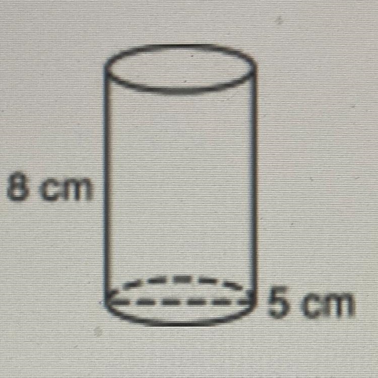 Find the volume of the cylinder. A. 19.625 cm3^ B. 50 cm3^ C. 157 cm3^ D. 628 cm3^-example-1