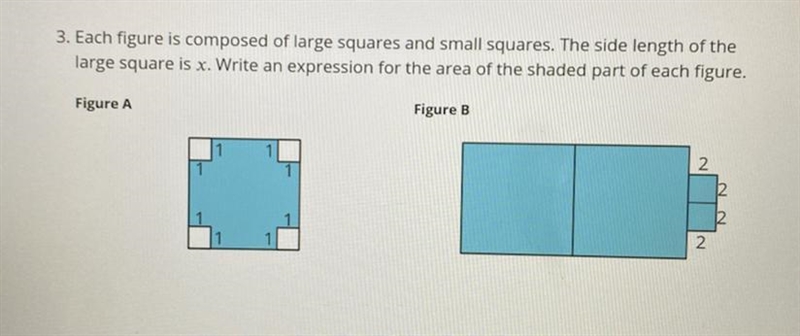 Each figure is composed of large squares and small squares. The side length of the-example-1