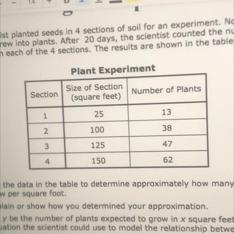 A scientist planted seeds in 4 sections of soil for an experiment. Not all of the-example-1