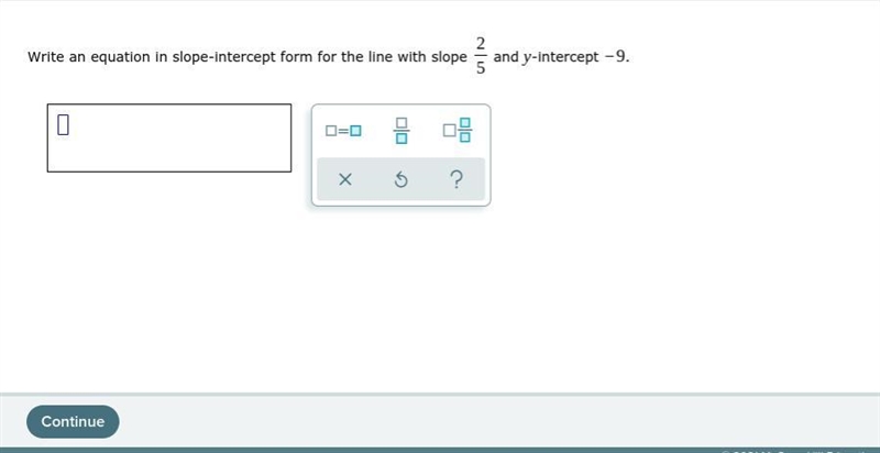 Write an equation in slope-intercept form for the line with slope and -intercept .-example-1