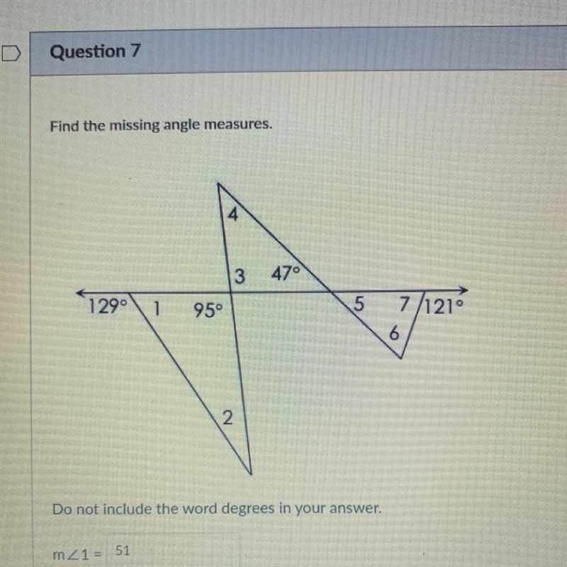 TIMED!! please help me find the measure of angle 5, 6, and 7-example-1