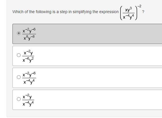 Which of the following is a step in simplifying the expression-example-1